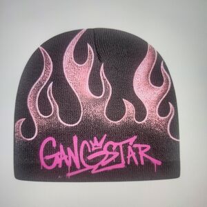 T&J Designs Black and Pink Flame Beanie